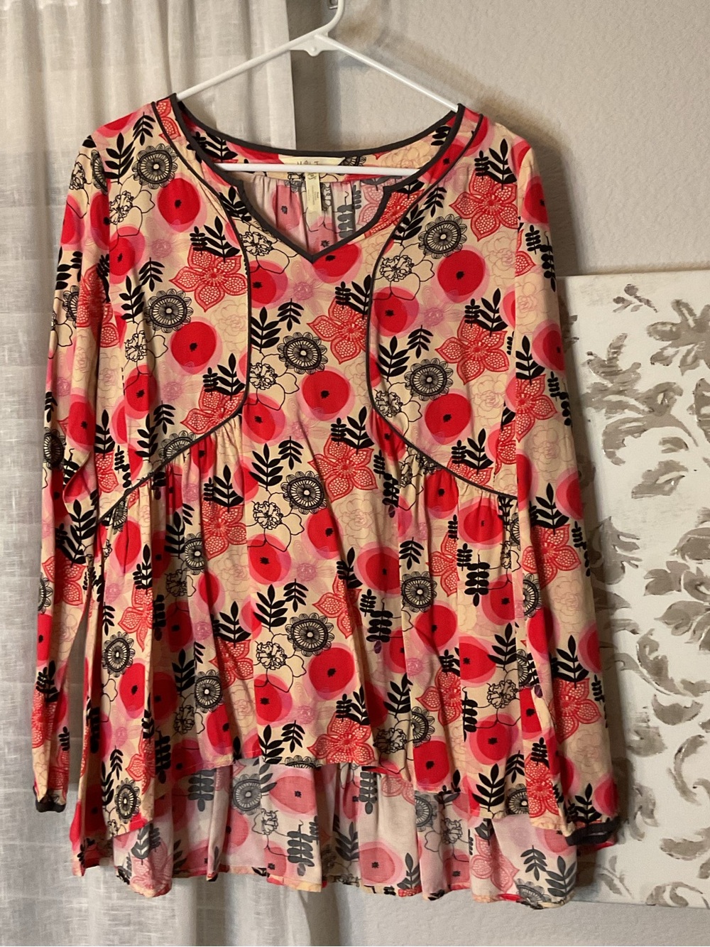 Matilda Jane Cream Tunic with Red and Black Floral Print